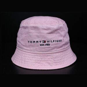 NWT Tommy Hilfiger Embroidered TH Logo Bucket Hat Pink 100% Cotton L/XL